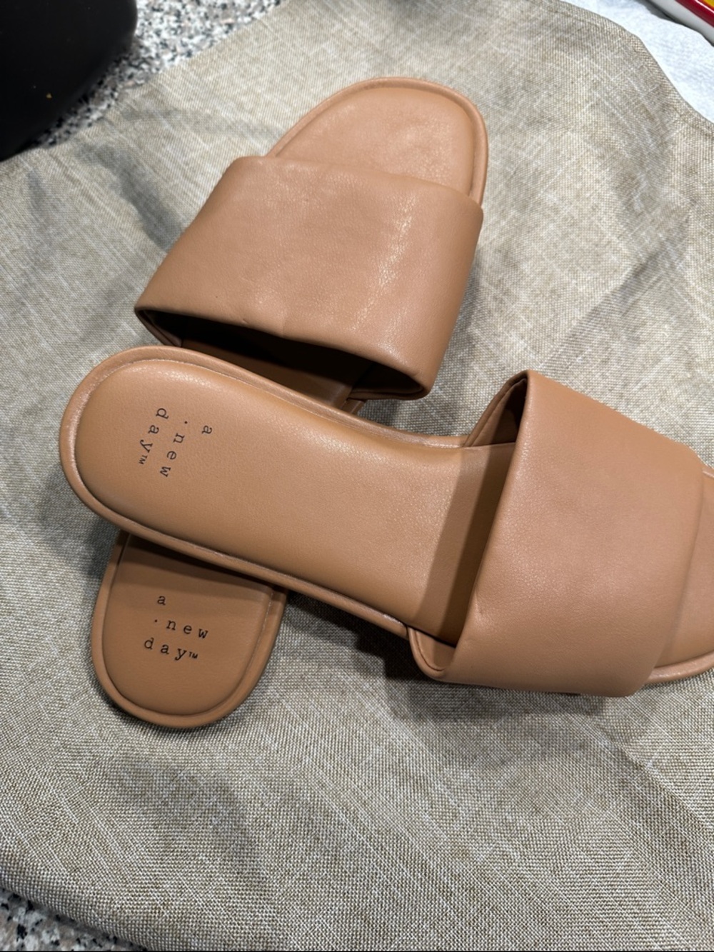 a new day Tan Slip-On Padded Slide Sandals